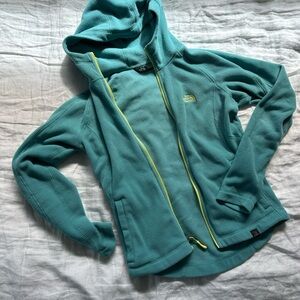 North Face Teal Fleece Zip-Up Hoodie size xs